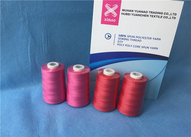 Cina 100% Polyester Staple Fiber Sewing TFO Benang, Cincin Dicelup Polyester Core Spun Thread pemasok